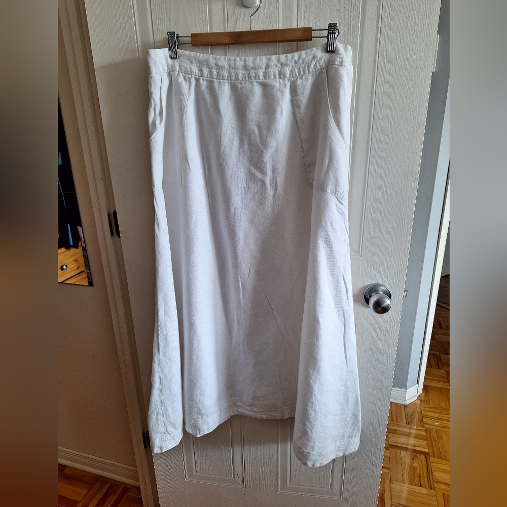 Tristan White Linen A-Line Maxi Skirt